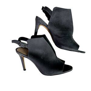 Vince Camuto Catina Gray Suede Peep Toe Stiletto Heel Slingback Sandals Sz 7M‎